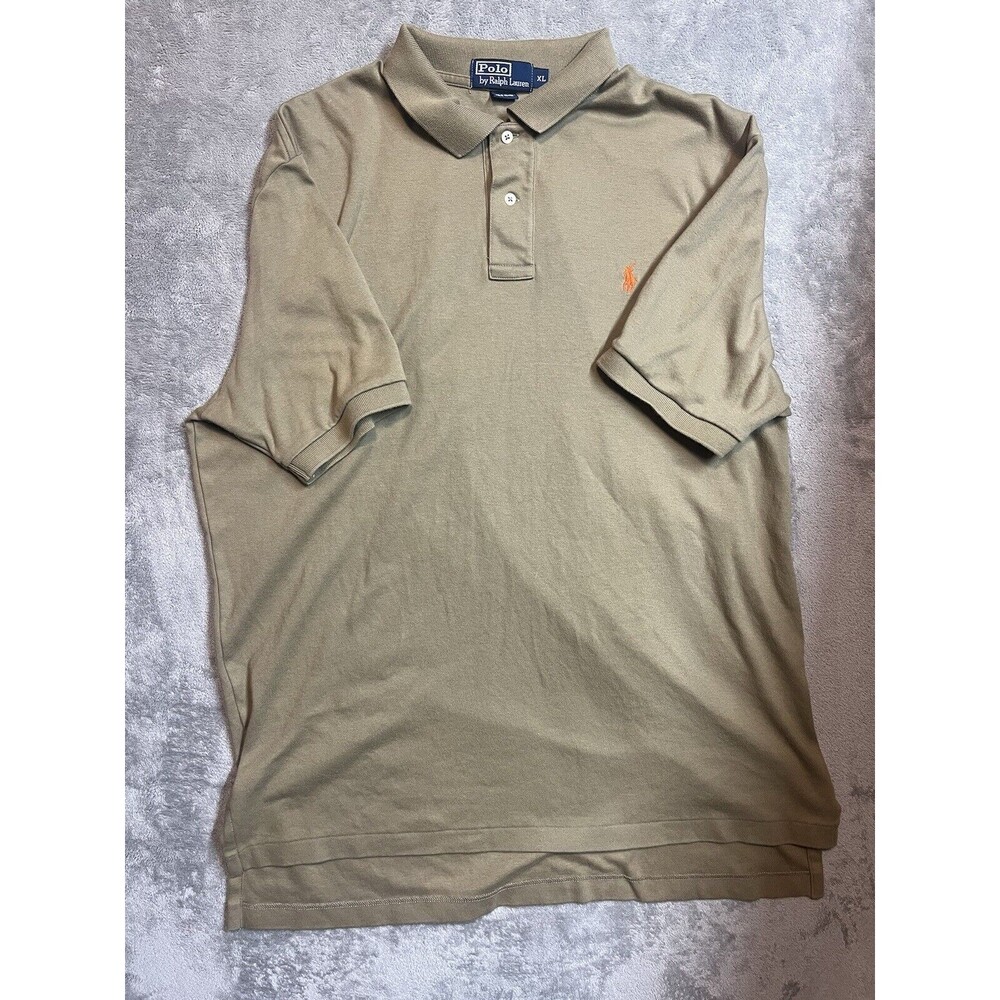 Ralph Lauren Polo Shirt Adult Extra Large Brown Orange Pony Golf Casual Mens *